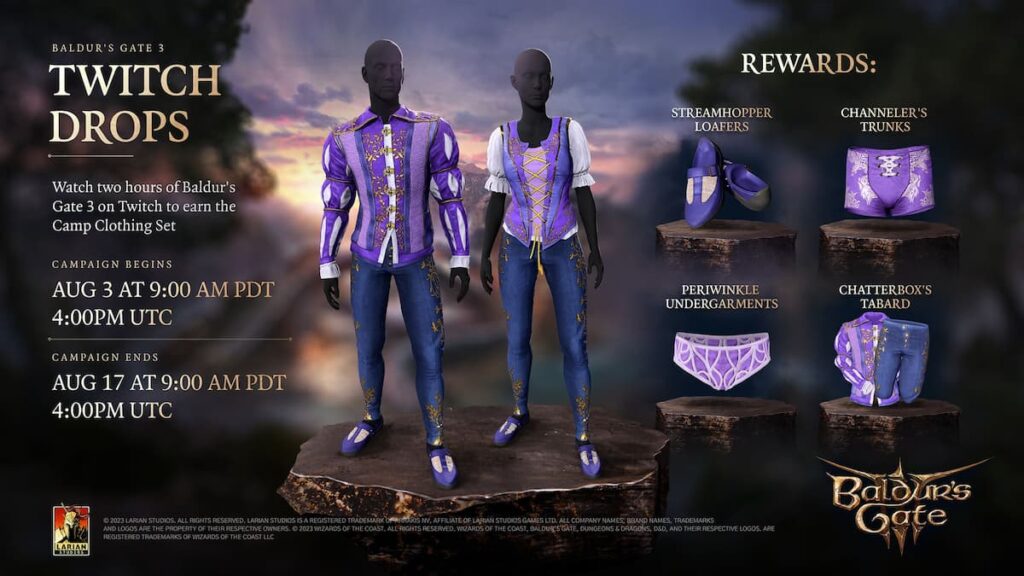 Baldur’s Gate 3 Twitch Drop Gives Out Unique Clothing Set