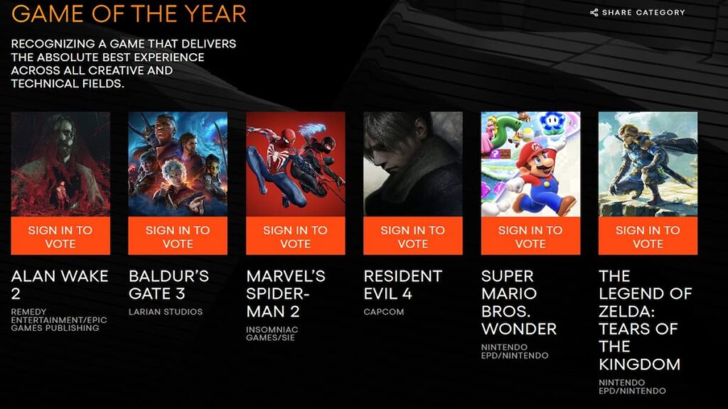 2023 Game of the Year Nominees Announced