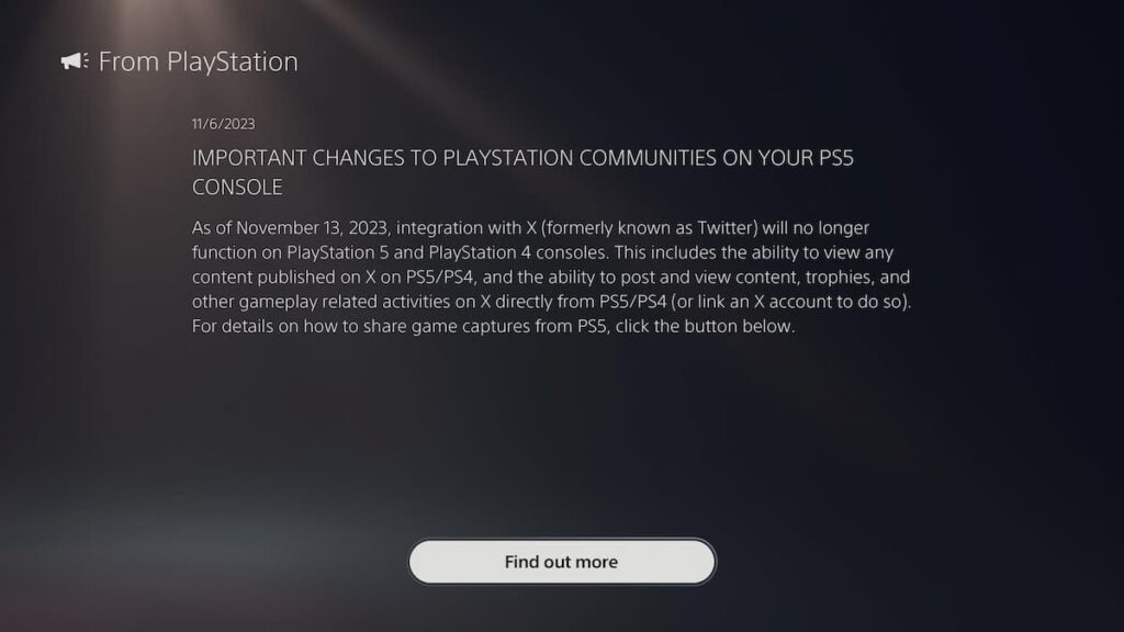 PlayStation to Remove Twitter Integration in November