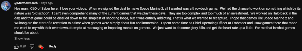 Matthew Karch comment