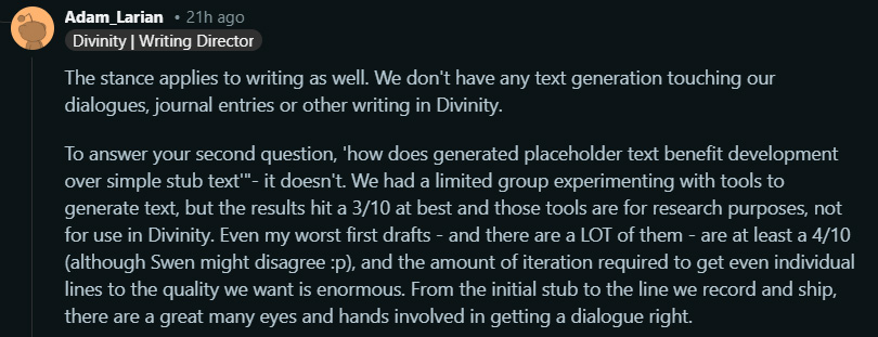 Larian AI Writing Director