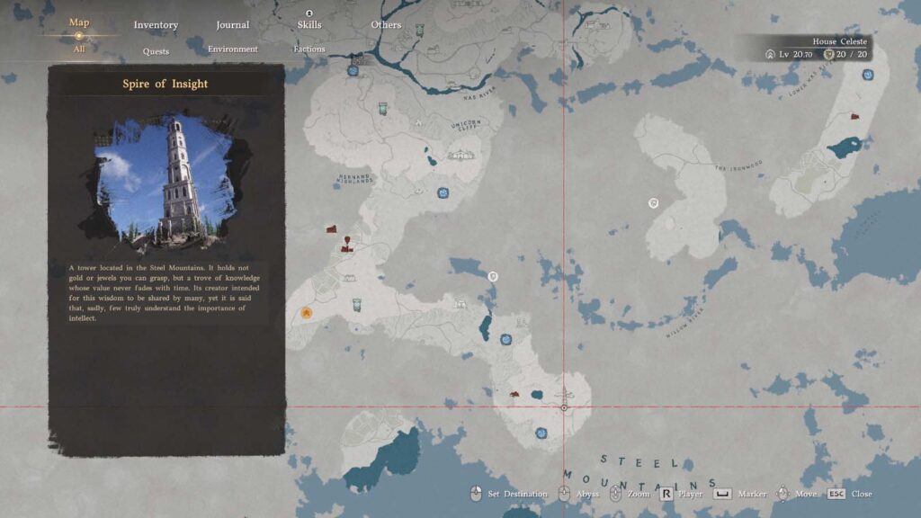 Crimson Desert Spire of Insight Location Map