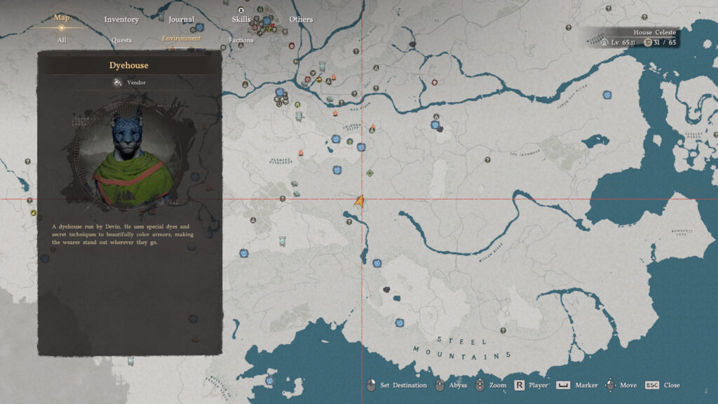 Crimson Desert Yellow Dye Location Map