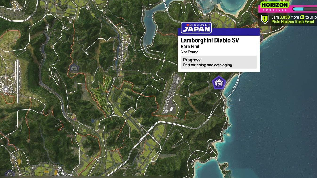 Forza Horizon 6 All Barn Finds Cars Locations Lamborghini Diablo SV Map