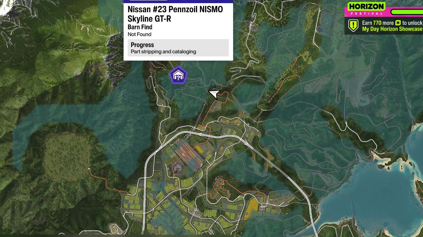 Forza Horizon 6 All Barn Finds Cars Locations Nissan #23 Pennzoil NISMO Skyline GT R Map